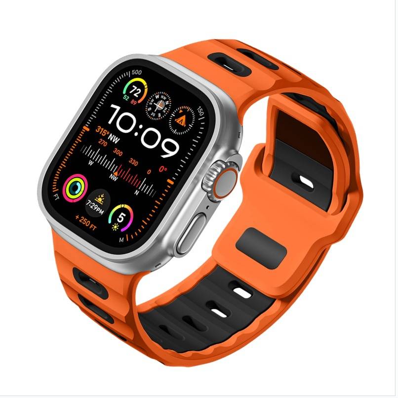 Stilvolles Silikonarmband für Apple Watch 42/44/45/46/49mm Orange