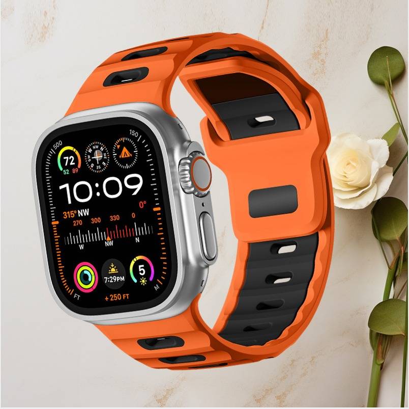 Stilvolles Silikonarmband für Apple Watch 42/44/45/46/49mm Orange