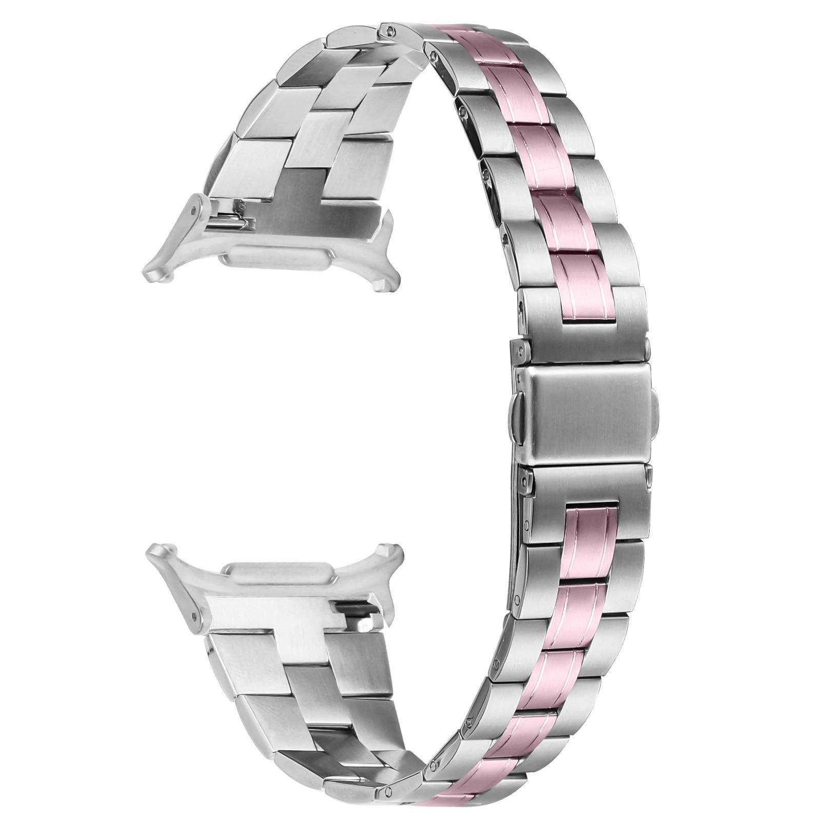 Schlankes Edelstahl-Uhrenarmband mit drei Perlen, kompatibel mit der Samsung Galaxy Watch 8 Pink