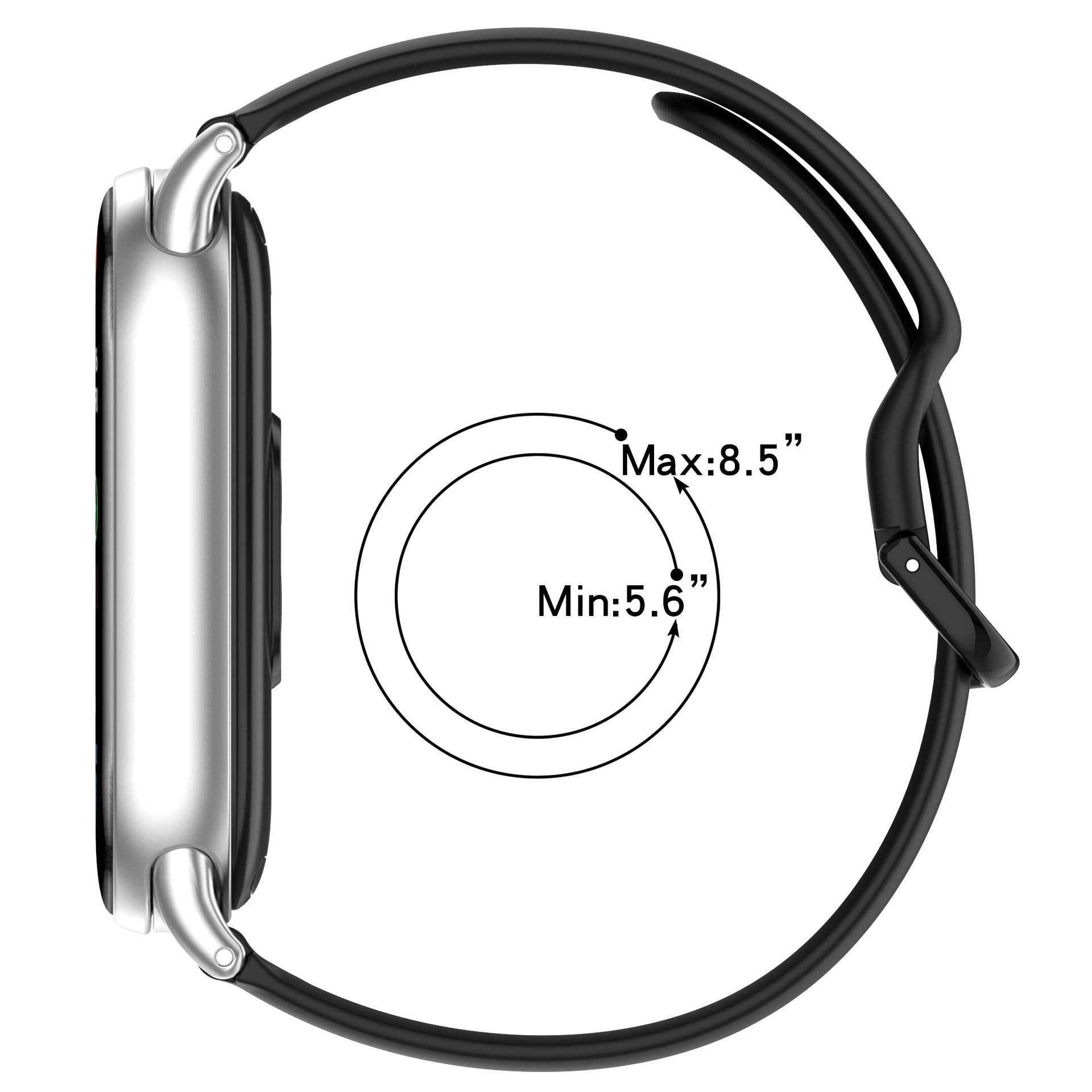 Silikonarmband mit Dornschließe für Xiaomi Mi Band 8/9 (Armband + Adapter) Black