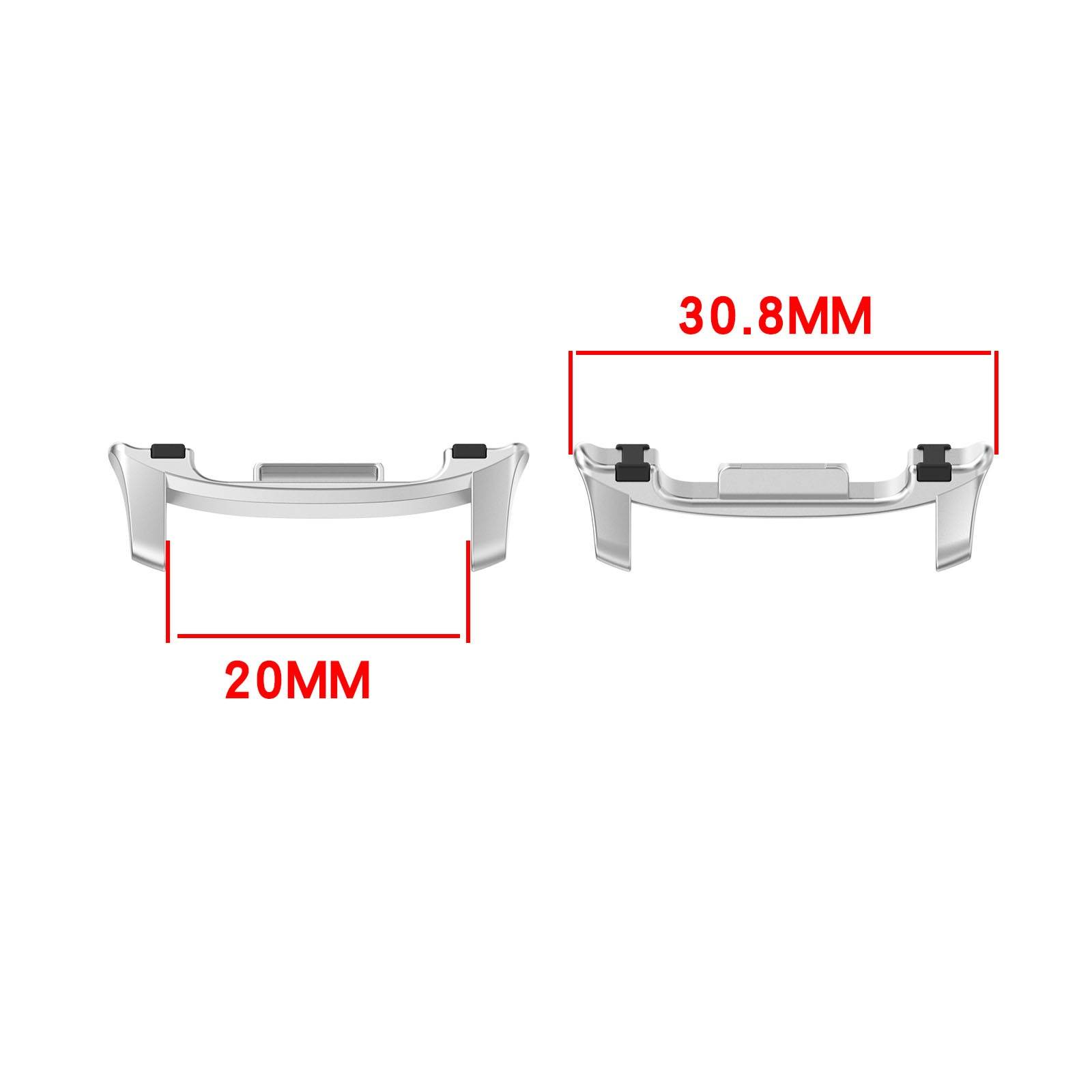 2er-Pack Anti-Wackel-Verbinder (Stahlkopf mit Gummieinsatz) kompatibel mit Samsung Watch 8 & 8 Classic SilverGrey 20 mm