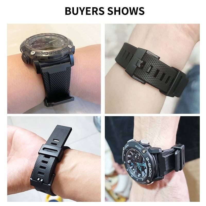 Silikonarmband kompatibel mit Casio GA2000, PRG-600, PRW-6600, PRG-650 – 24mm Bandanstoß Black