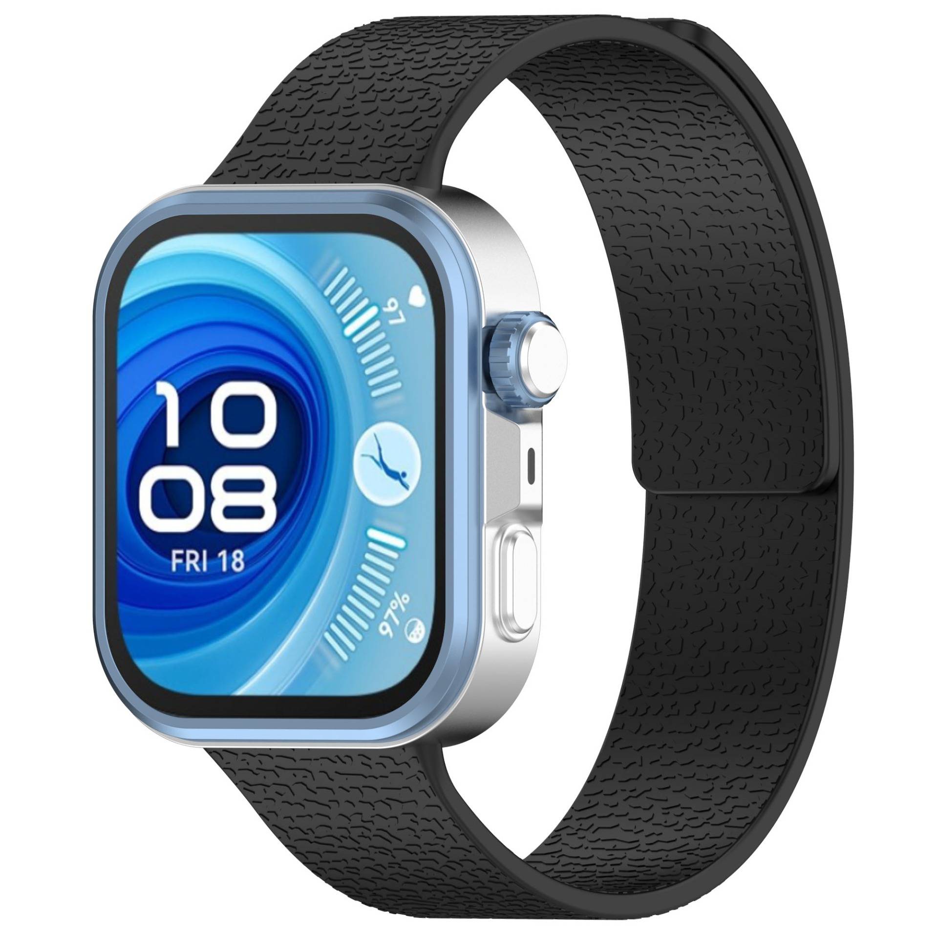 Weiches magnetisches Armband mit Lychee-Muster, kompatibel mit Huawei Fit 4, Fit 4 Pro, Fit 3 Black