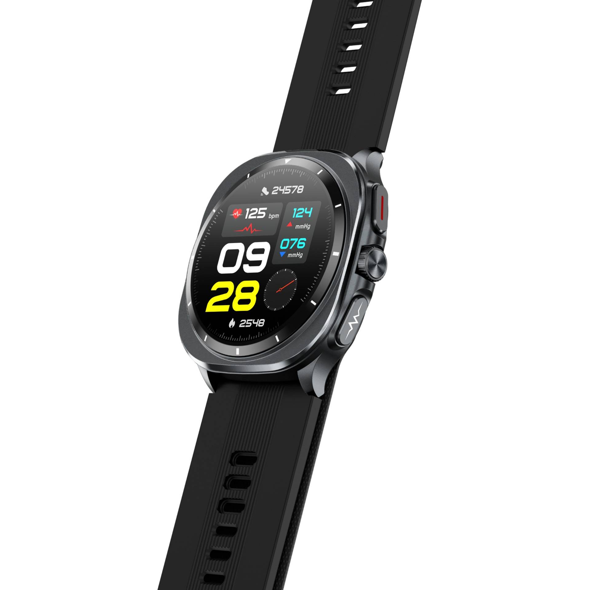 Smartwatch mit Luftpumpe, Blutdruckmessung, EKG und AMOLED-Display Black
