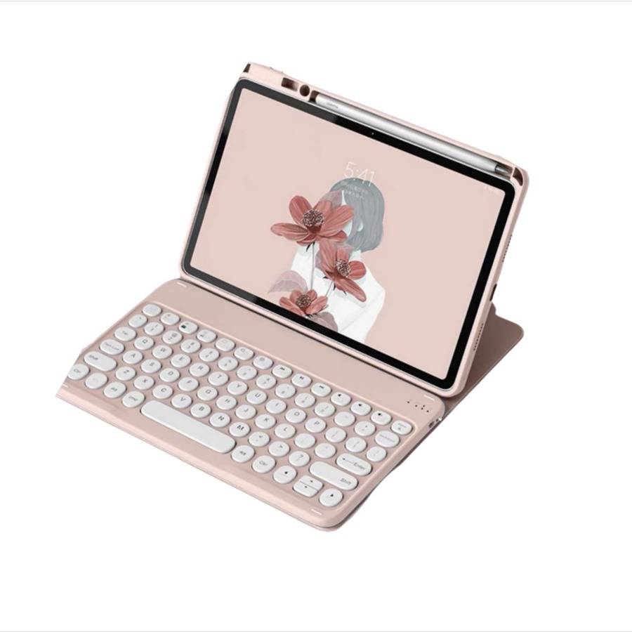 360° Drehbar Bluetooth Tastaturhülle mit Ständer Kompatibel mit iPad 11 (A16) 2025 & iPad 10 (2022) 10.9 - Rosa