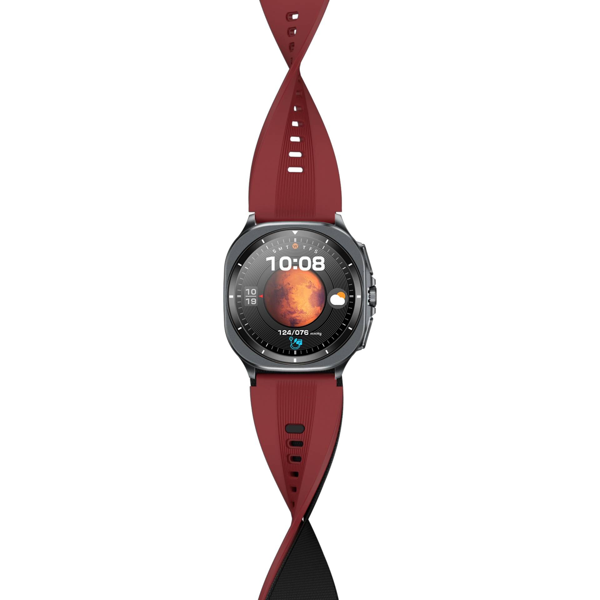 Smartwatch mit Luftpumpe, Blutdruckmessung, EKG und AMOLED-Display Red