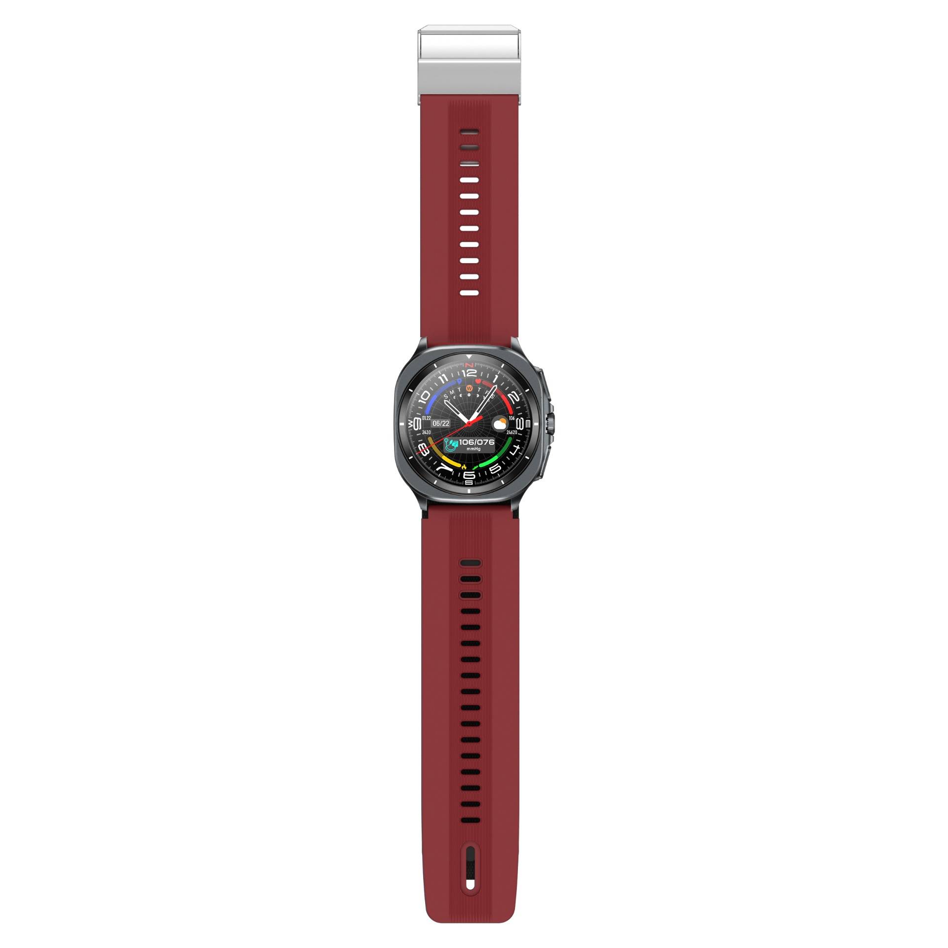 Smartwatch mit Luftpumpe, Blutdruckmessung, EKG und AMOLED-Display Red