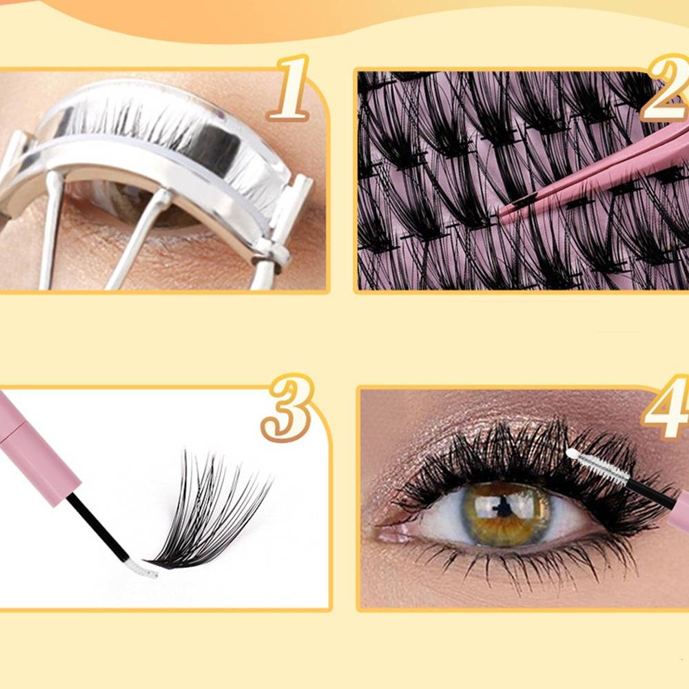 Falsche Wimpern Cluster Kit: 30D+40D+50D Gemischte Volumen Wimpern, Natürlicher Look