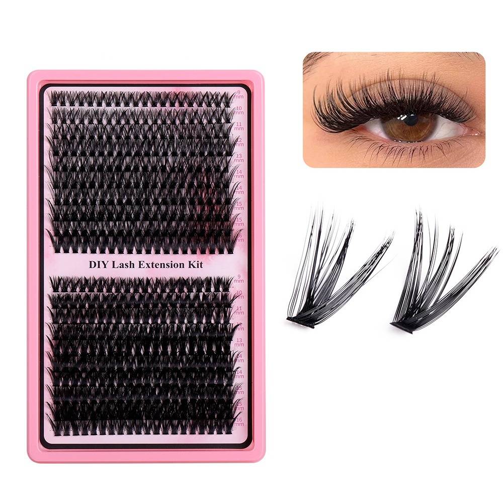 Falsche Wimpern 400 Cluster Kit: Einzelwimpern aus synthetischer Faser für einen dichten, natürlichen Look