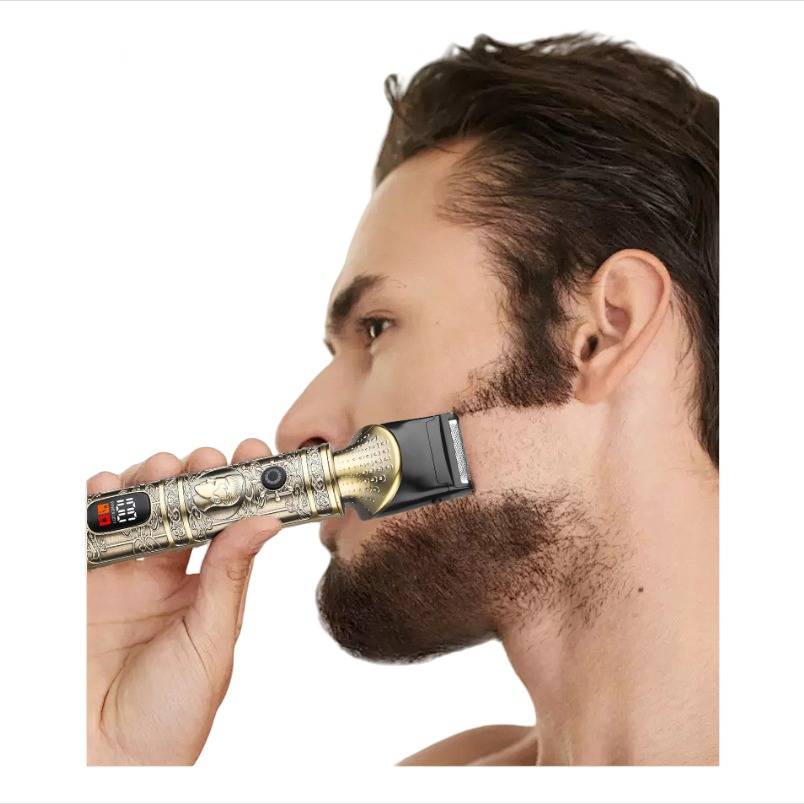 Wiederaufladbares Elektrisches Haarschneidegerät Set mit Nasenhaartrimmer Gold
