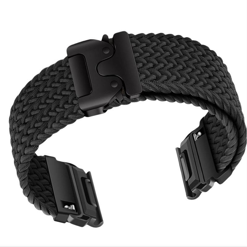 Elastisches Nylon-Uhrenarmband kompatibel mit Garmin Fenix 8/7X Pro/955/965 mit magnetischem Schnellverschluss Black 26 mm