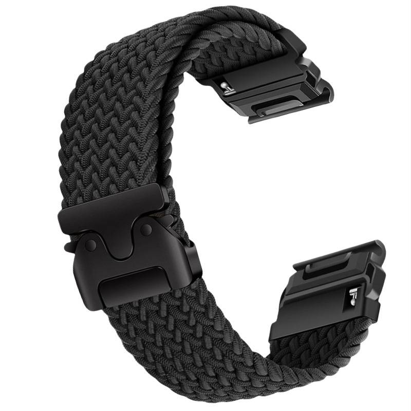 Elastisches Nylon-Uhrenarmband kompatibel mit Garmin Fenix 8/7X Pro/955/965 mit magnetischem Schnellverschluss Black 26 mm
