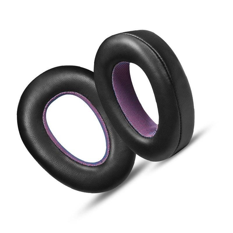 Schwarze und violette Kopfhörerpolster aus Lammfell mit Schnalle für Sennheiser PXC550