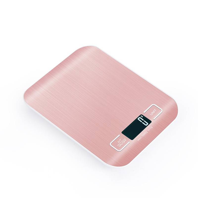 Wiederaufladbare digitale Küchenwaage mit Batterien – Roségold 10 kg/1 g