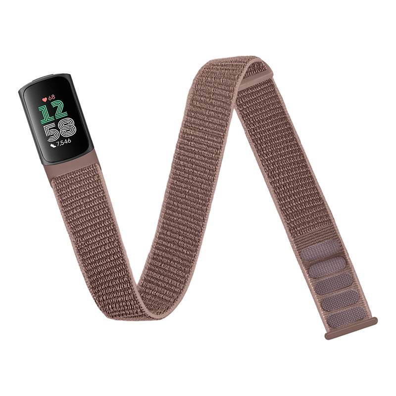 Kompatibel mit Fitbit Charge5/6 Nylon Armband mit Klettverschluss, atmungsaktiv und wasserabweisend, komfortabel in Rosa Pink