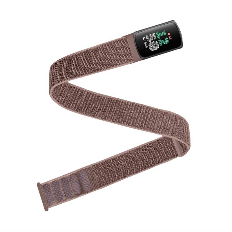 Kompatibel mit Fitbit Charge5/6 Nylon Armband mit Klettverschluss, atmungsaktiv und wasserabweisend, komfortabel in Rosa Pink