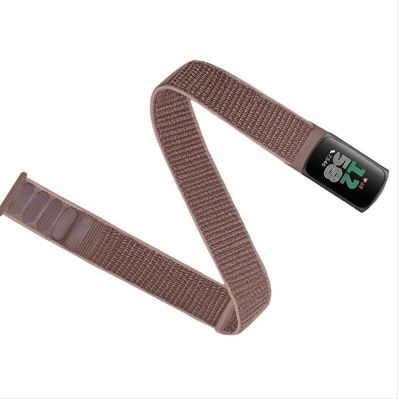 Kompatibel mit Fitbit Charge5/6 Nylon Armband mit Klettverschluss, atmungsaktiv und wasserabweisend, komfortabel in Rosa Pink
