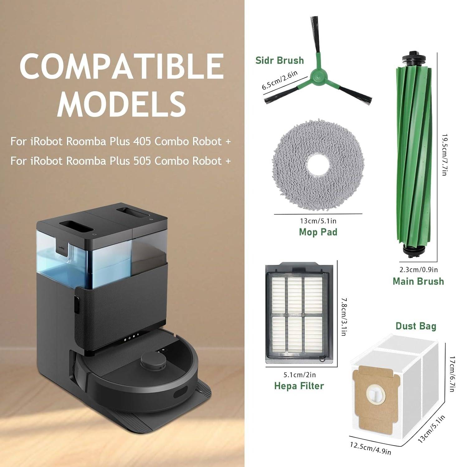 Ersatzteile kompatibel mit iRobot Roomba Plus 405 Staubsaugerroboter Zubehör