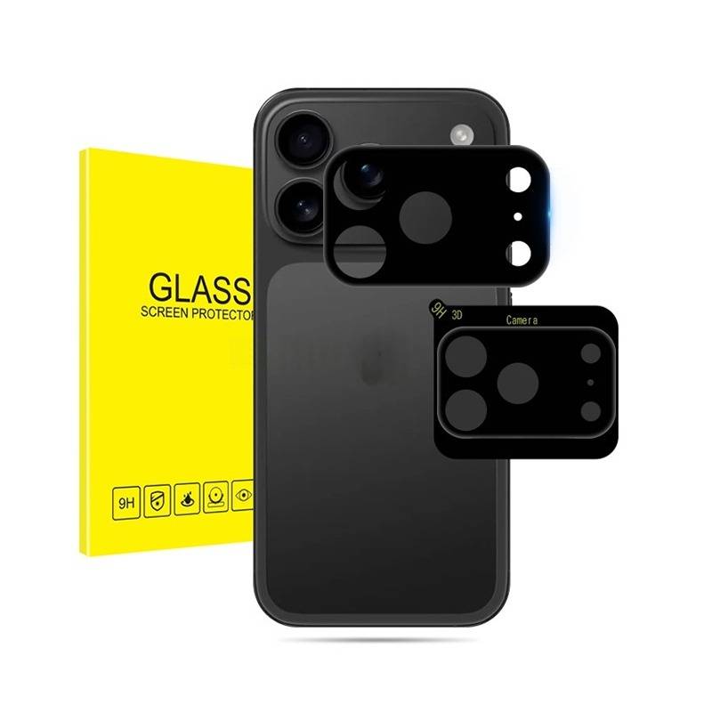 Schwarze Kameralinsenabdeckung aus gehärtetem Glas (2 Stück) kompatibel mit iPhone 17 Pro
