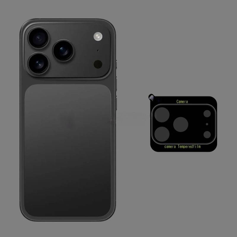 Schwarze Kameralinsenabdeckung aus gehärtetem Glas (2 Stück) kompatibel mit iPhone 17 Pro Max