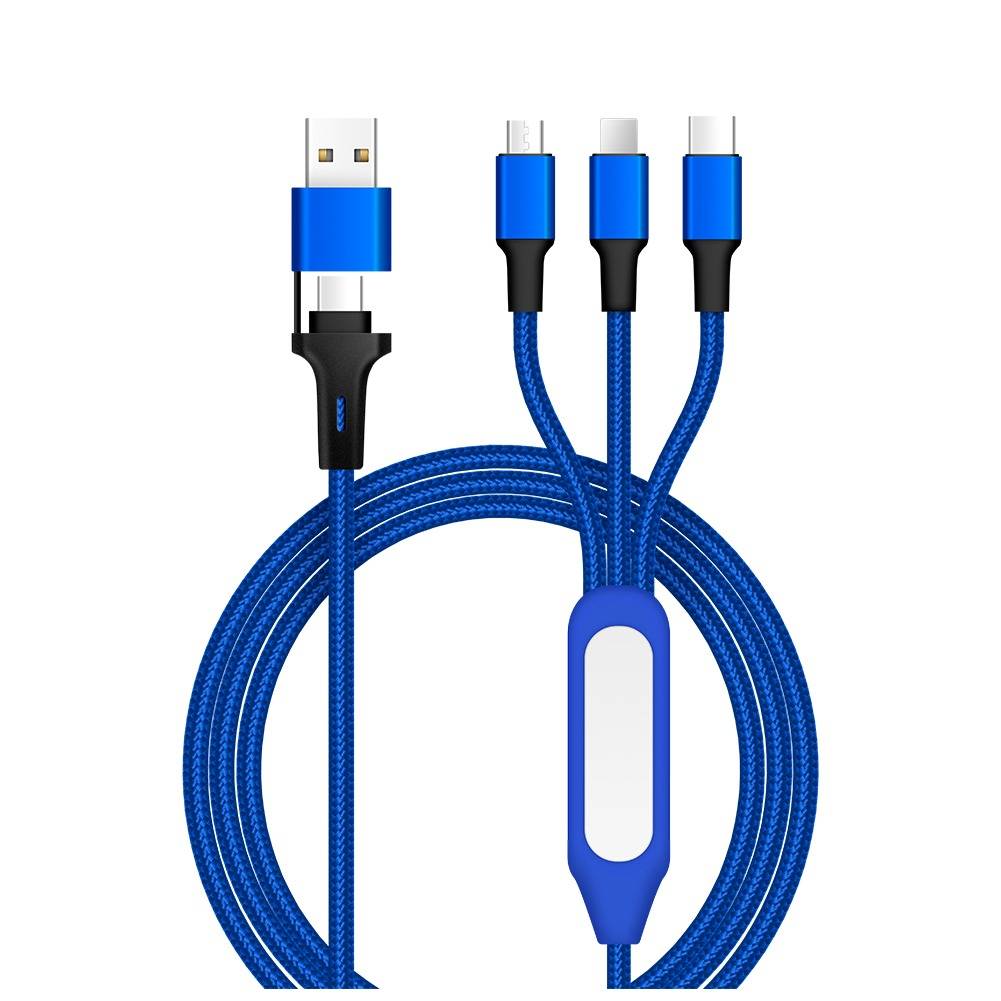 5-in-1 LED-Nachtlicht Geflochtenes Ladekabel – USB/OTG/Type-C/iOS/Android Blue