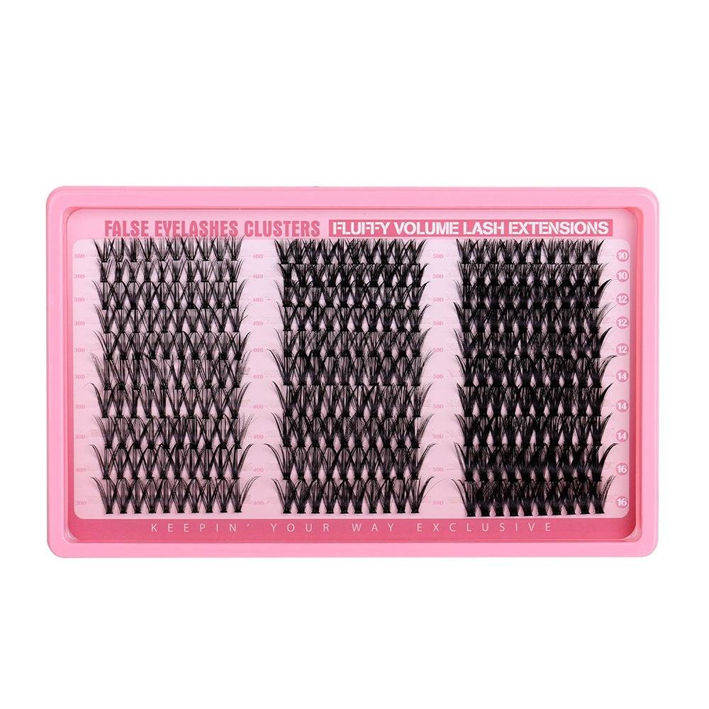 Falsche Wimpern Cluster Kit: 30D+40D+50D Gemischte Volumen Wimpern, Natürlicher Look