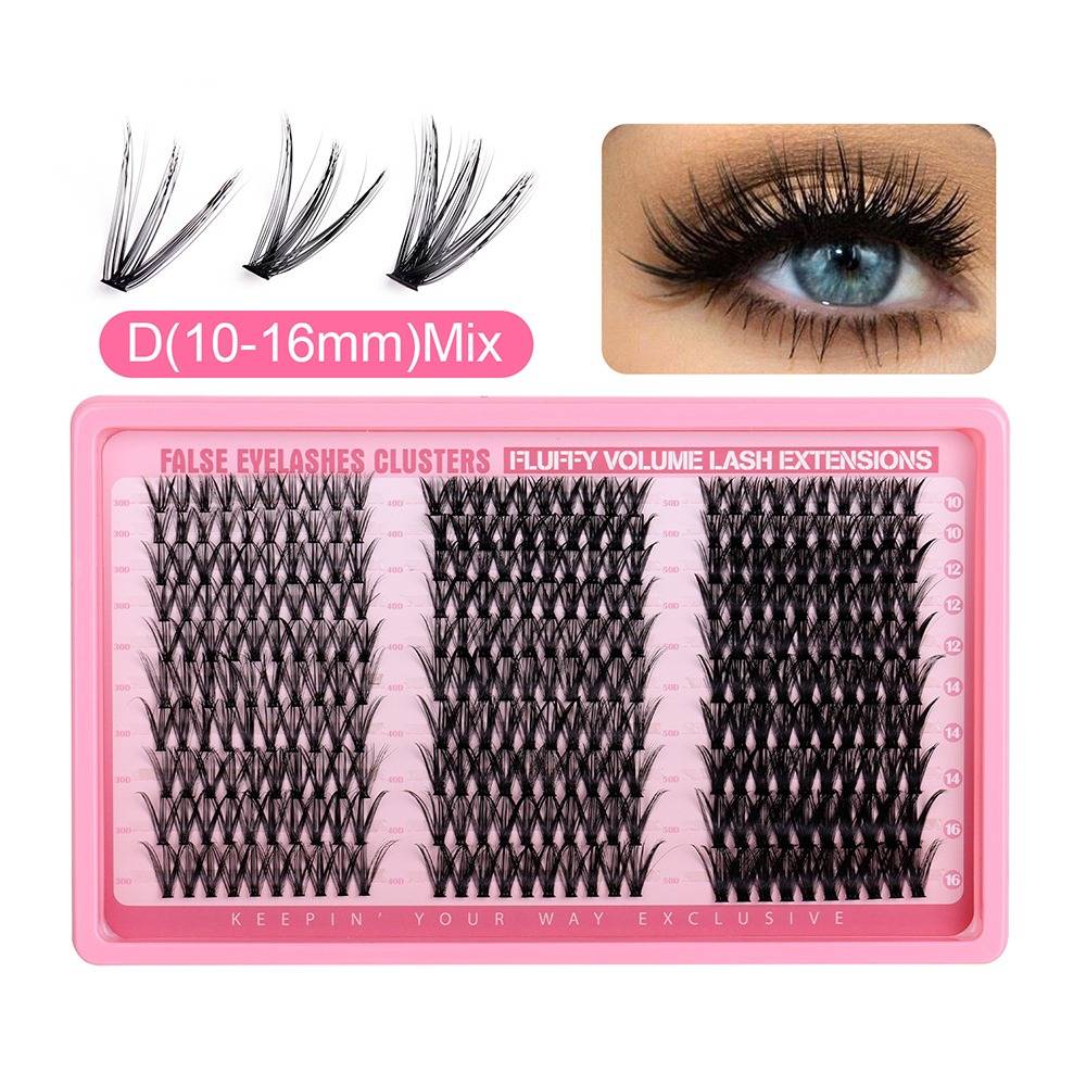 Falsche Wimpern Cluster Kit: 30D+40D+50D Gemischte Volumen Wimpern, Natürlicher Look