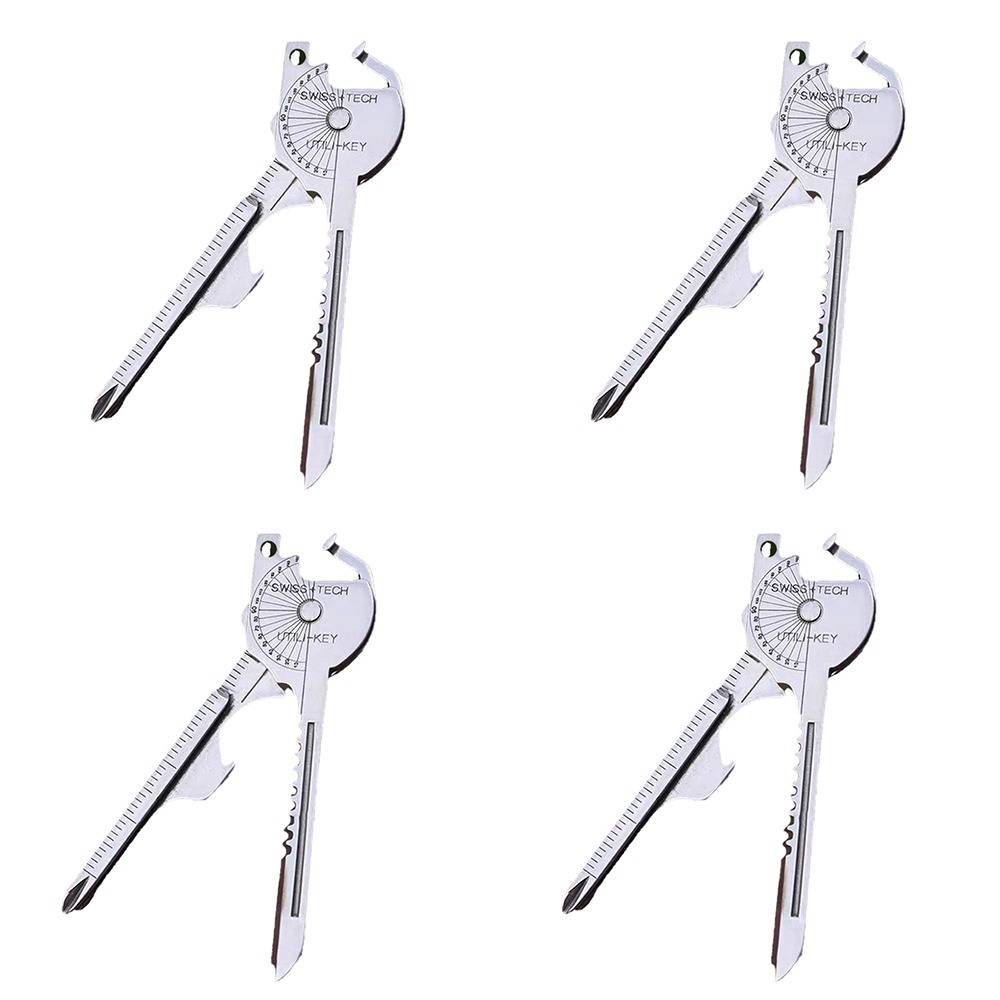 4er-Pack Multifunktions-Schlüsselanhänger-Werkzeug: 8-in-1 Klappbares Mini-Messer Schlüsselring