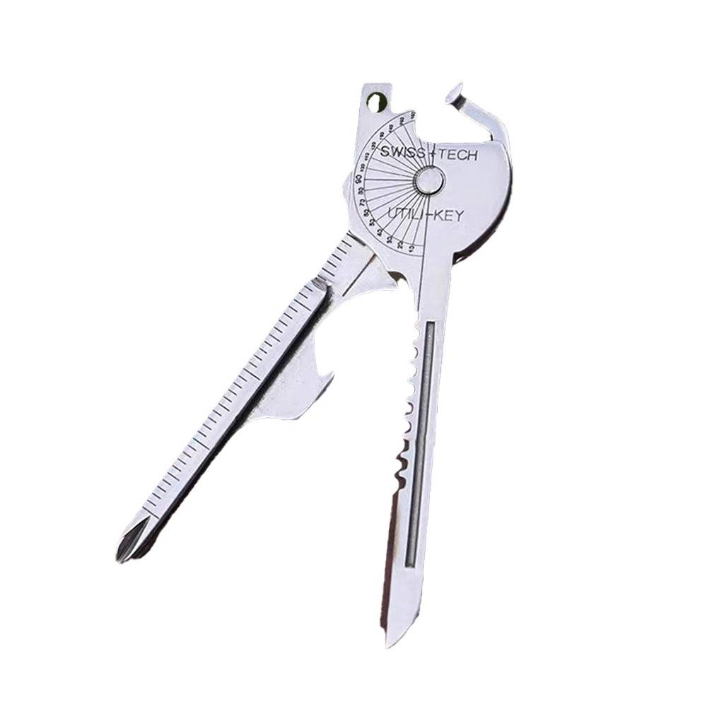 4er-Pack Multifunktions-Schlüsselanhänger-Werkzeug: 8-in-1 Klappbares Mini-Messer Schlüsselring