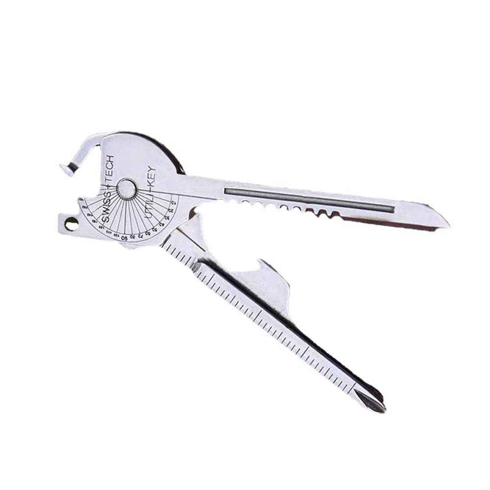 4er-Pack Multifunktions-Schlüsselanhänger-Werkzeug: 8-in-1 Klappbares Mini-Messer Schlüsselring