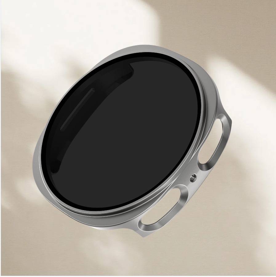 44mm Sichtschutz Schutzhülle kompatibel mit Samsung Watch8, stoßfeste PC-Uhrenschale in Dunkelgrau Grey M