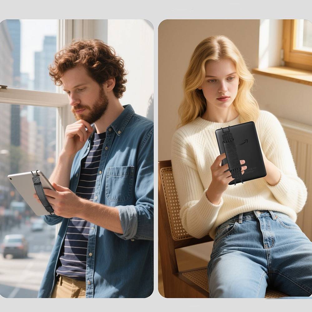 Universelle 9-11 Zoll E-Reader/Tablet-Handschlaufenhalterung – Kompatibel mit Kindle/iPad/Kobo Black
