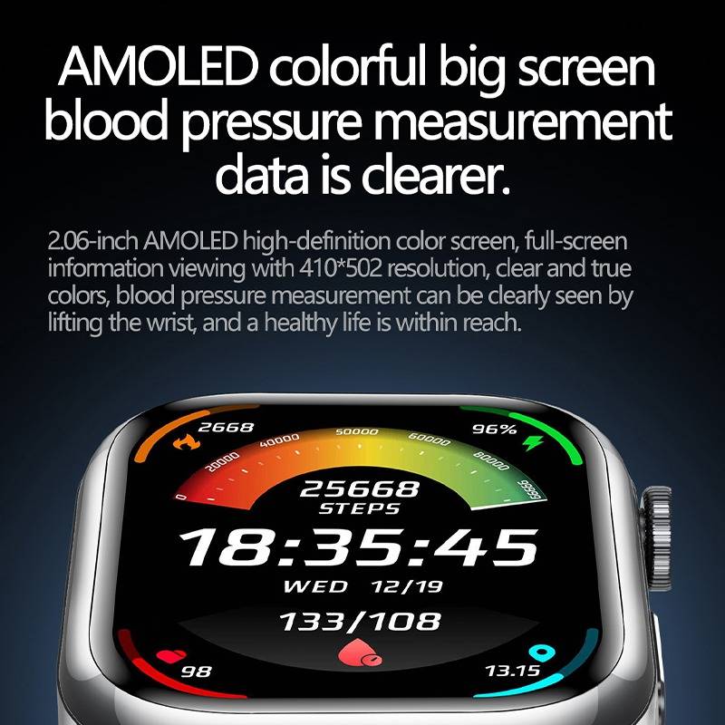 Smartwatch – 2,06 Zoll AMOLED-Touchscreen-Smartwatch mit Bluetooth Low Energy 5.3, IP67-Zertifizierung, 530-mAh-Akku, magnetischem Ladeanschluss und