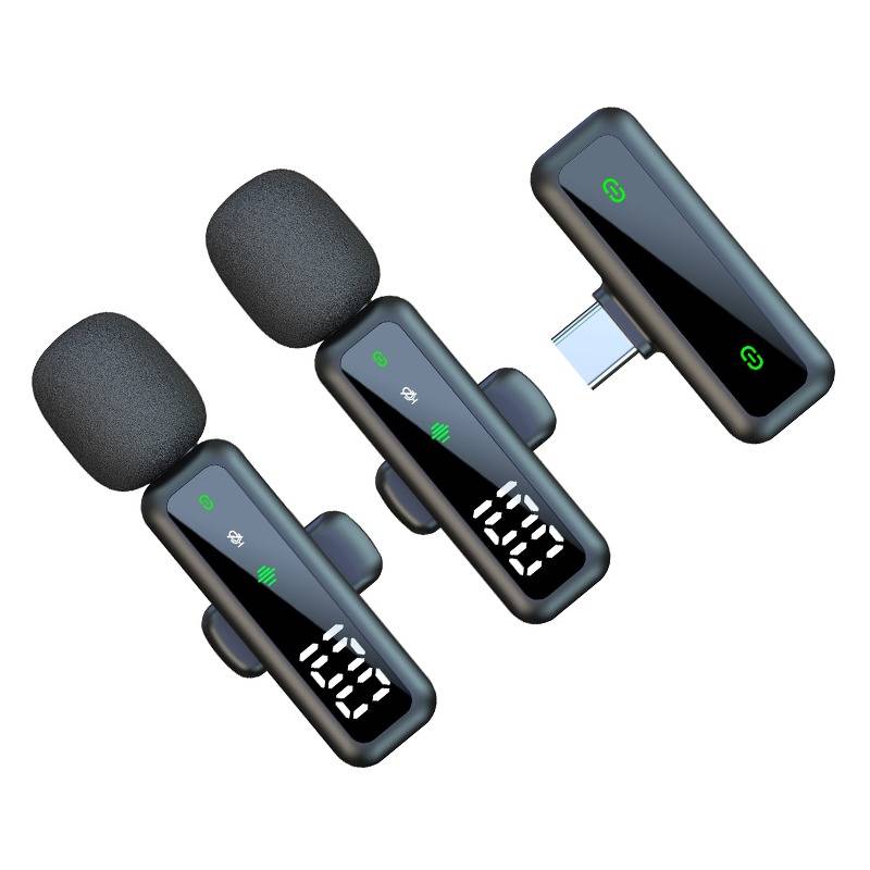 Duales kabelloses Lavalier-Mikrofon mit Typ-C-Schnittstelle – Digitalanzeige, Rauschunterdrückung