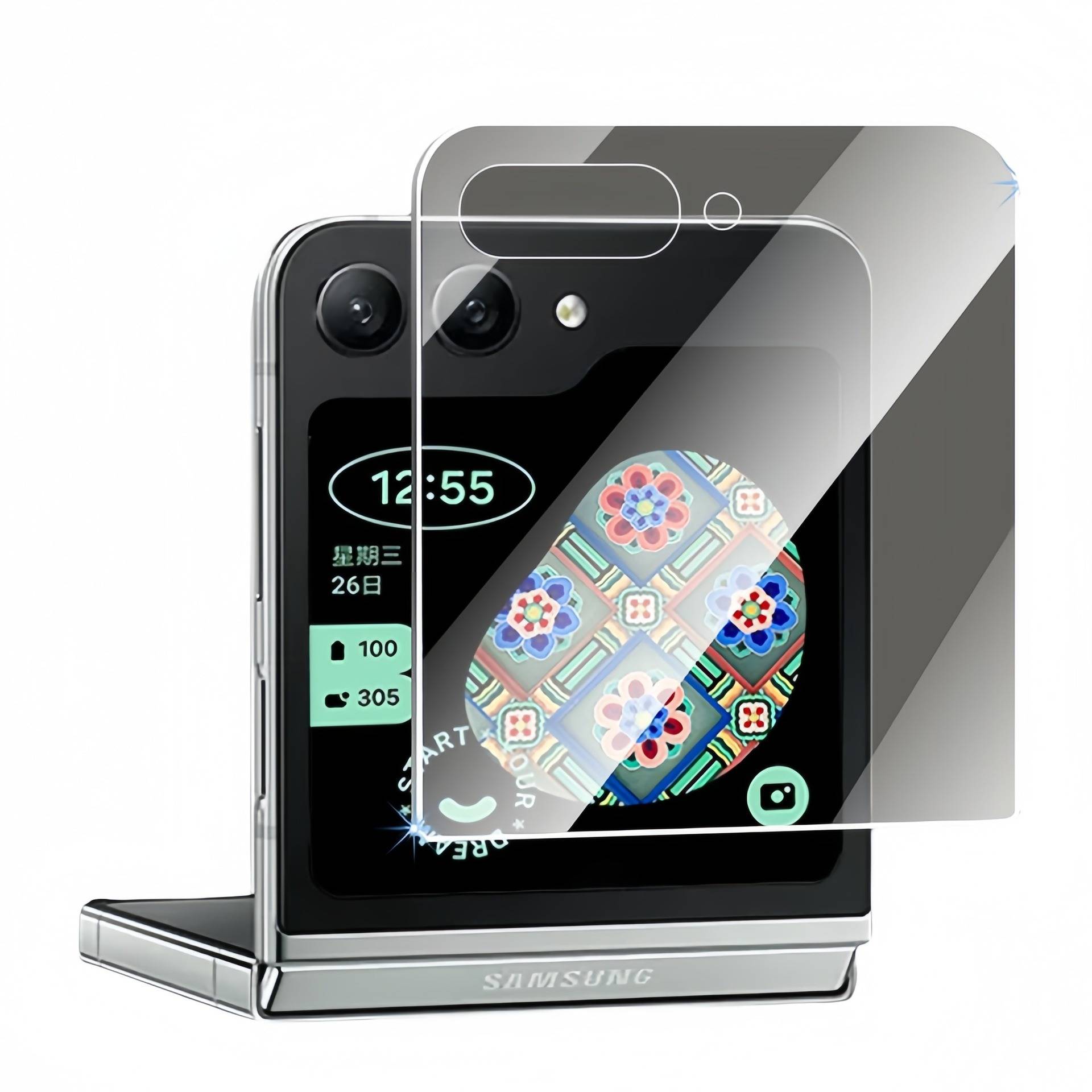 Vollständige Abdeckung Panzerglas Schutzfolie kompatibel mit Samsung Galaxy Z Flip6 (Klar, Anti-Spionage)