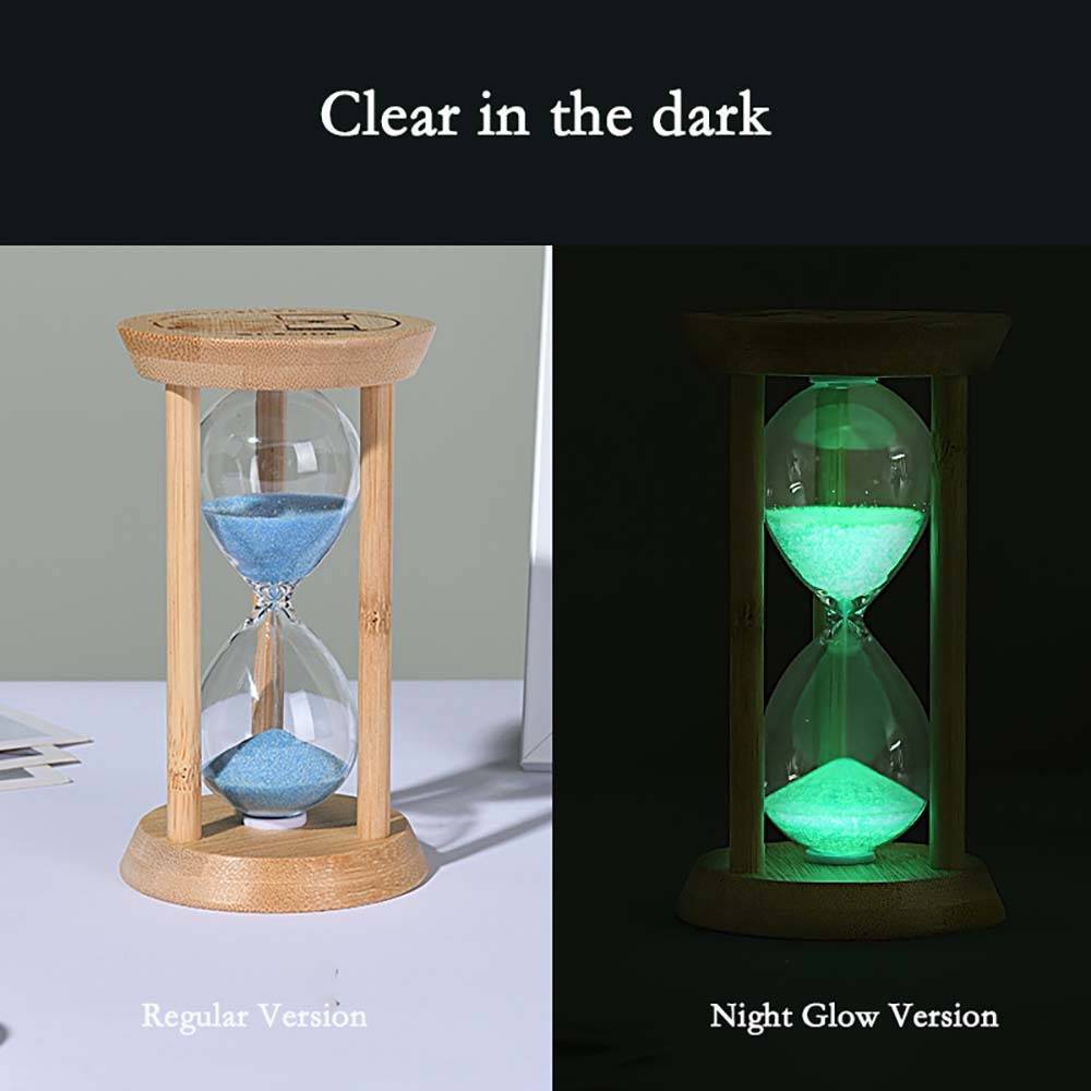 Mini Leuchtende Sanduhr - 1 Minute Orangefarbener Sandtimer mit Holzrahmen
