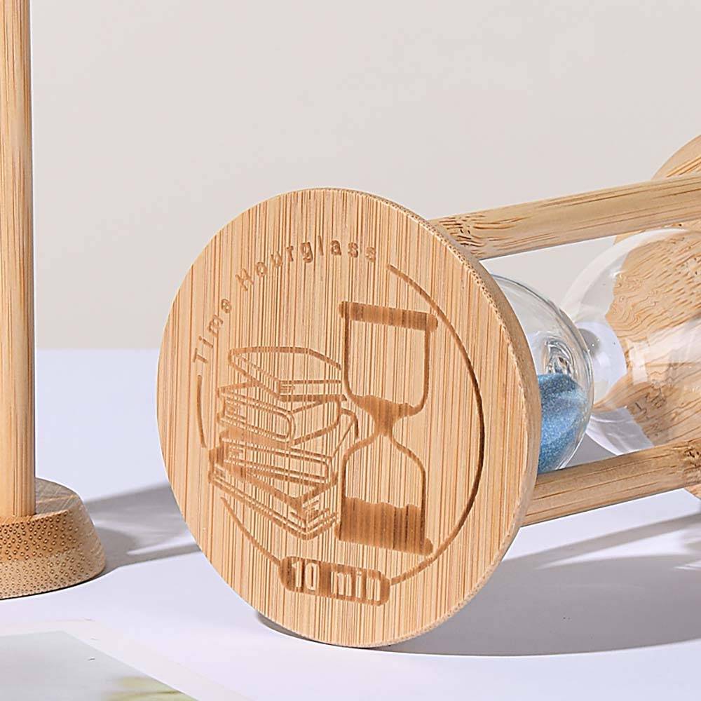 Mini Leuchtende Sanduhr - 1 Minute Orangefarbener Sandtimer mit Holzrahmen