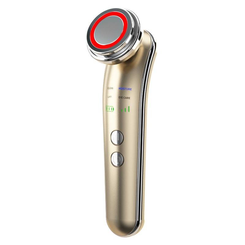 3-Farben LED Lichttherapie Gesichts-Massagegerät für Hautstraffung & Tiefenreinigung Gold