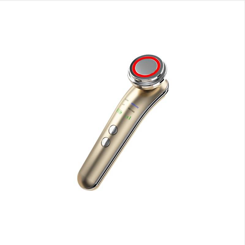 3-Farben LED Lichttherapie Gesichts-Massagegerät für Hautstraffung & Tiefenreinigung Gold