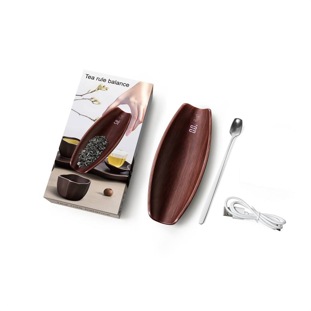 Digitale Tee-Waage in Walnussfarbe 500g/0,1g mit USB-Aufladung Red