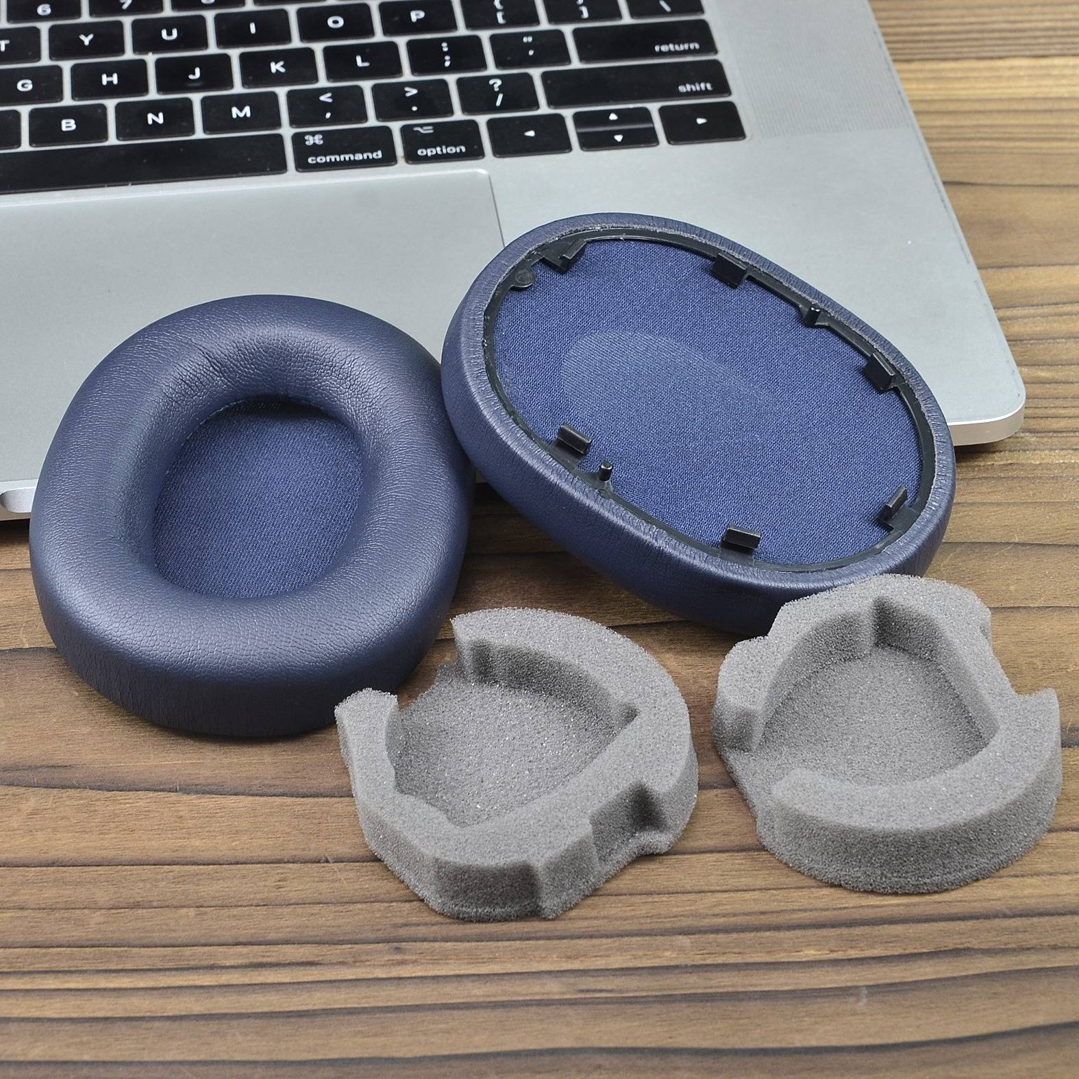 Ersatz-Ohrpolster kompatibel mit Sony WH-1000XM5, Weiche Proteinleder-Memory-Foam-Ohrkissen - 1 Paar Blue
