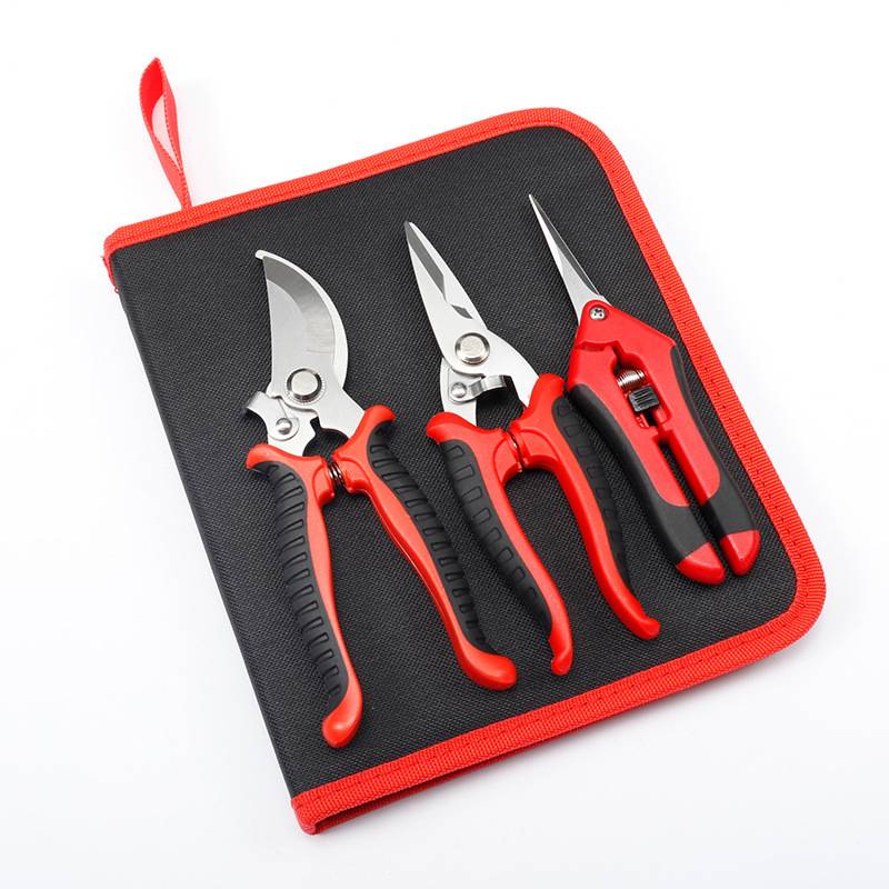 Fünfteiliges Gartenscheren-Set mit Segeltuchtasche