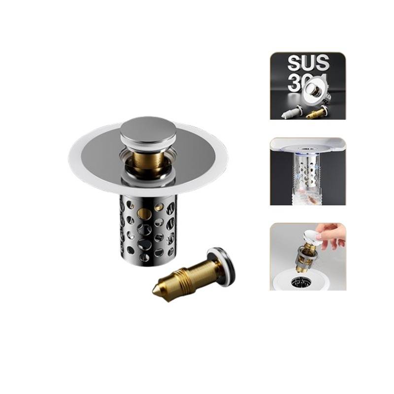 Waschbecken Pop-Up Ablaufgarnitur, Universal Waschbeckenstöpsel mit Haarsieb Grey