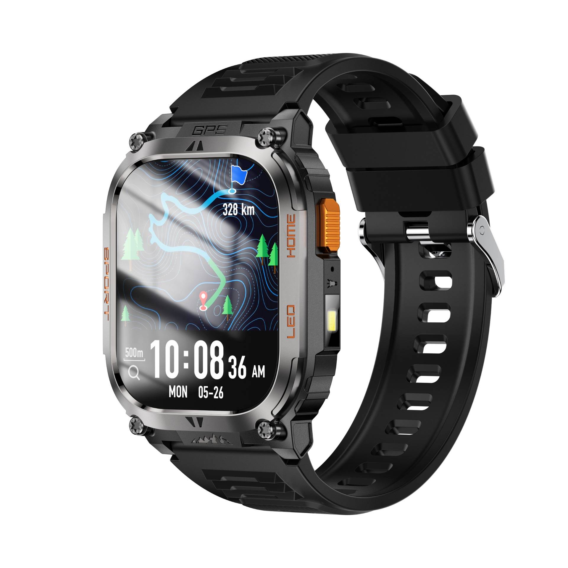 GPS-Sport-Smartwatch mit Herzfrequenz- und Schlafüberwachung – 178 Sportmodi Black