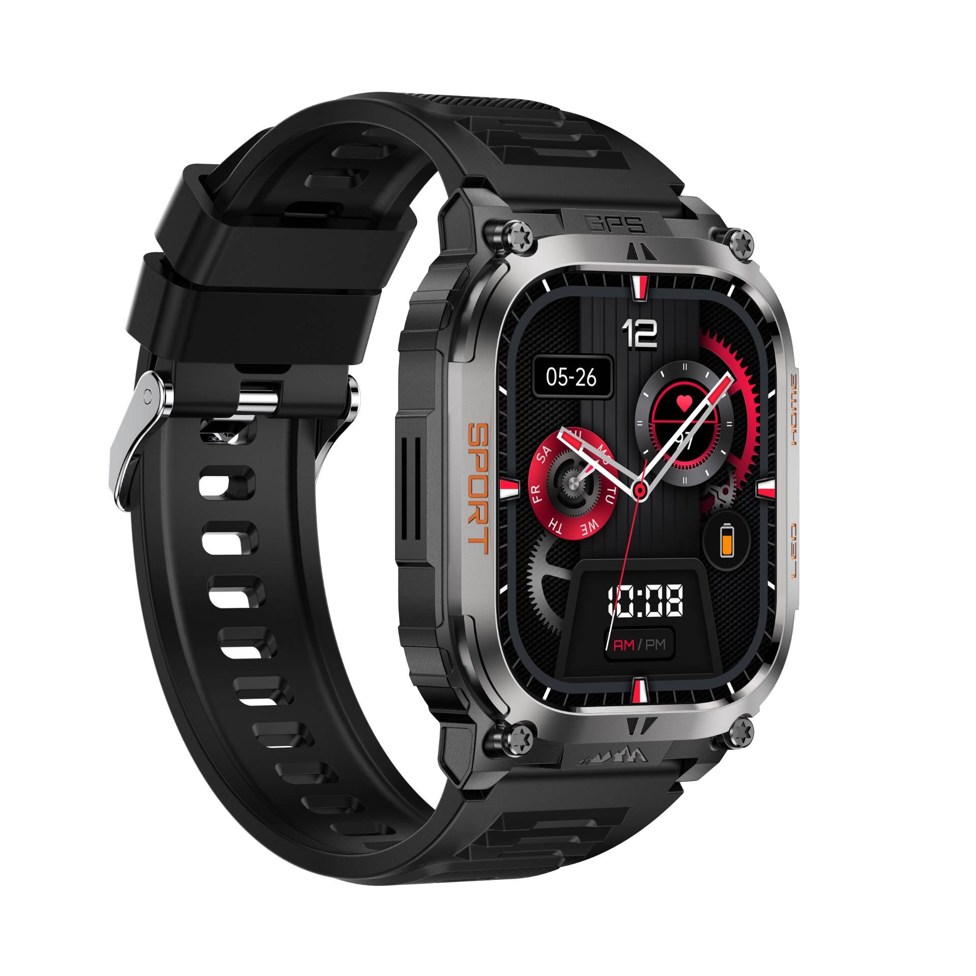 GPS-Sport-Smartwatch mit Herzfrequenz- und Schlafüberwachung – 178 Sportmodi Black