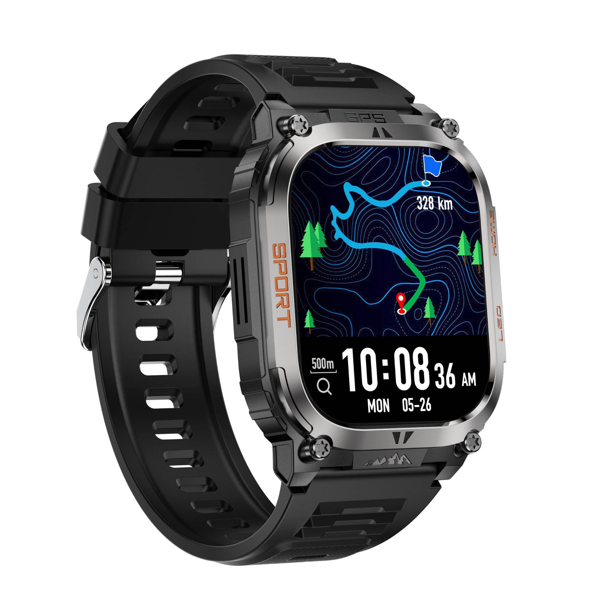 GPS-Sport-Smartwatch mit Herzfrequenz- und Schlafüberwachung – 178 Sportmodi Black