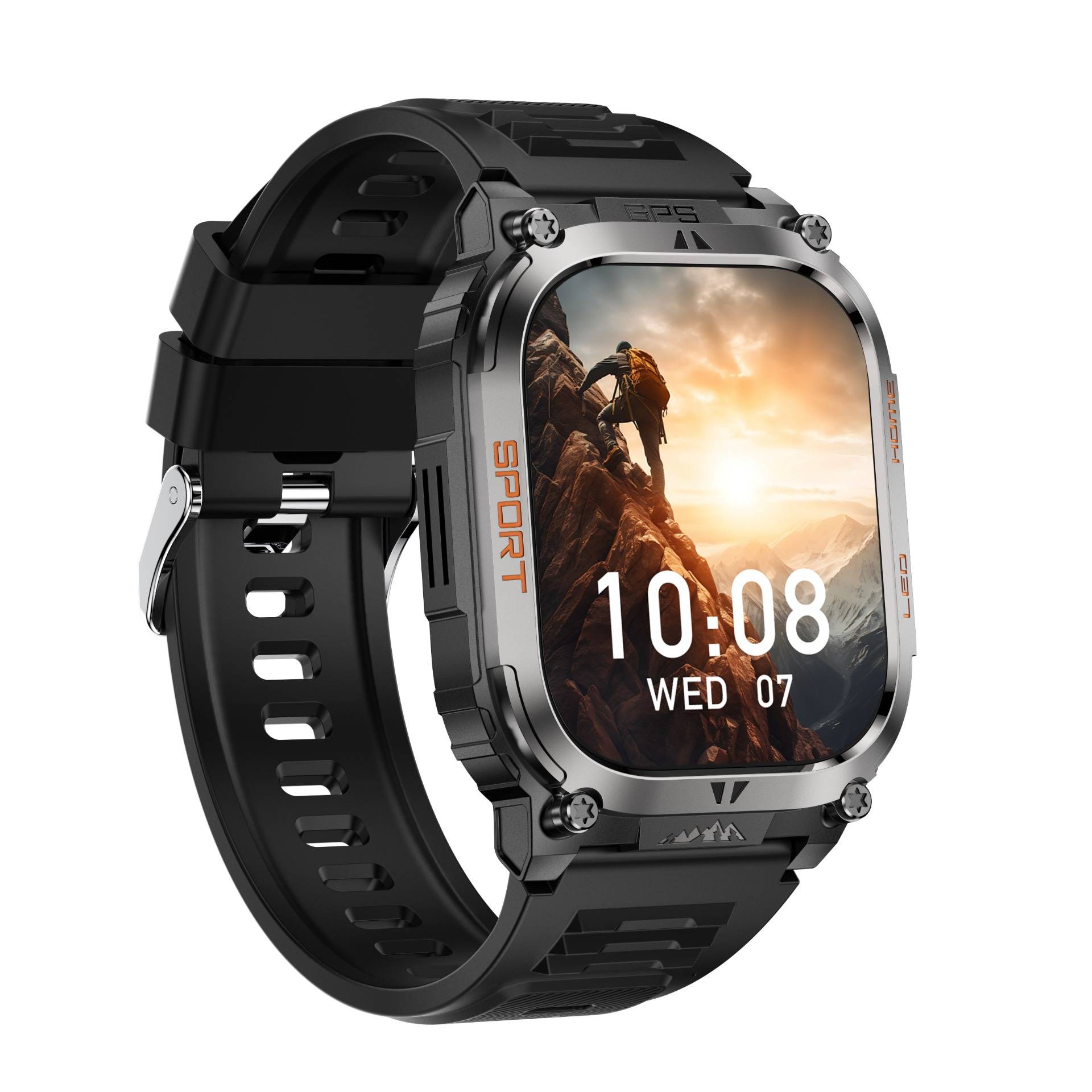 GPS-Sport-Smartwatch mit Herzfrequenz- und Schlafüberwachung – 178 Sportmodi Black
