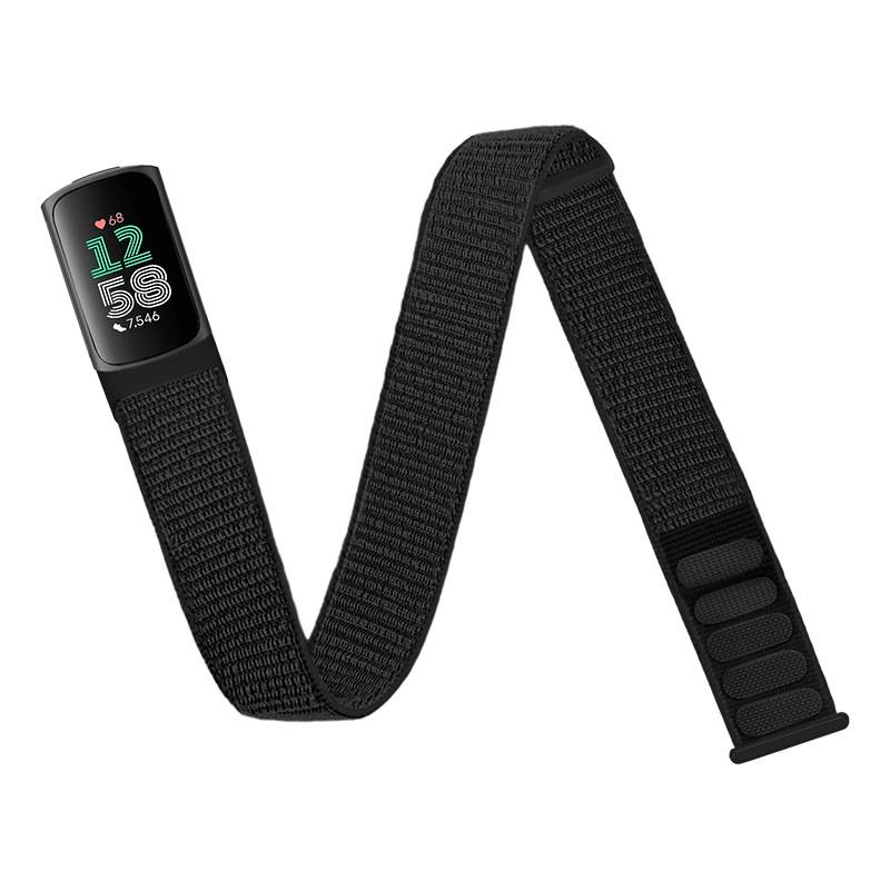Komfortables Nylon-Armband für Fitbit Charge 5/6 Black