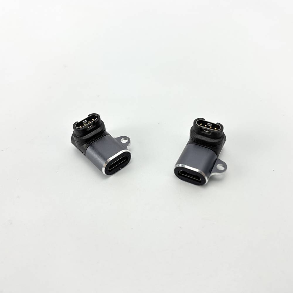 Abgewinkelter Adapter von Micro-USB-Buchse auf Garmin-Uhr – 2er-Pack, Aluminiumlegierung