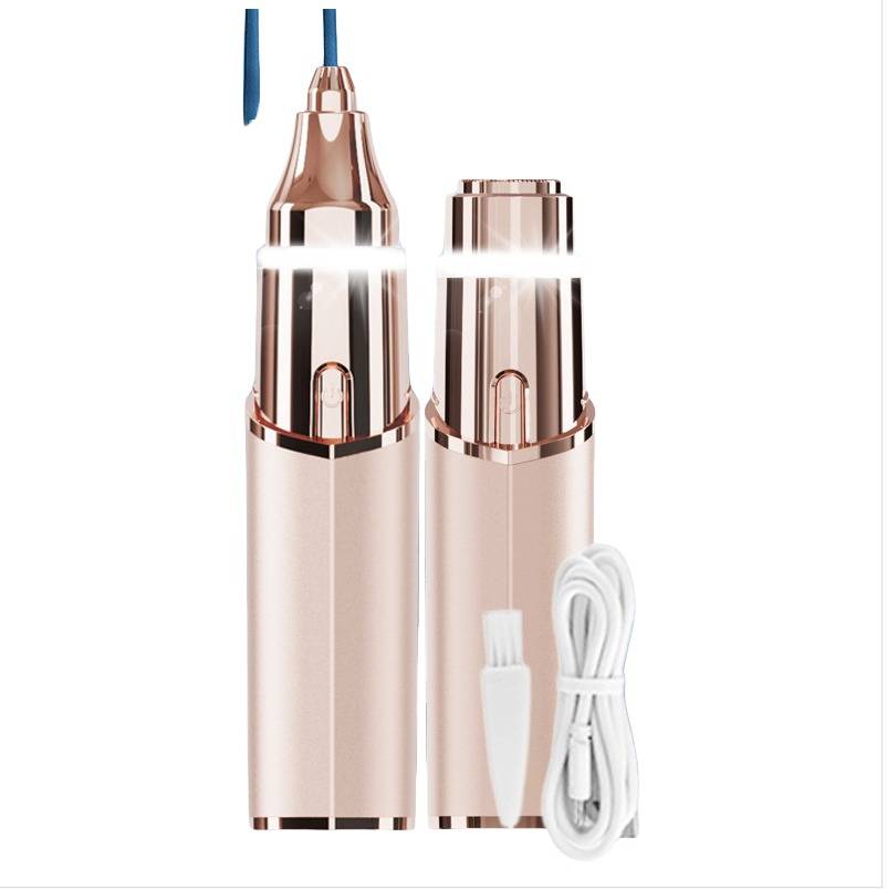 Wiederaufladbarer, tragbarer Mini-Lippenstift-Haarentferner Gold